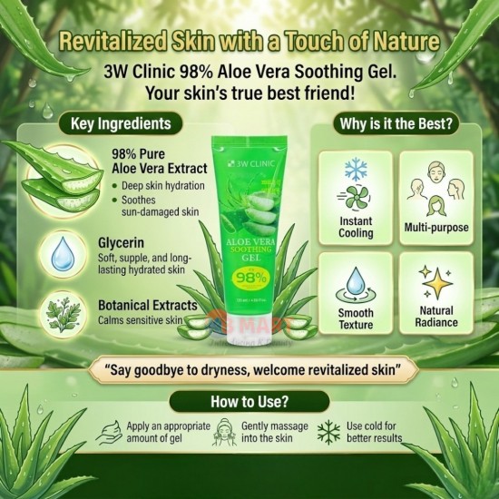 3W Clinic 98% Aloe Vera Soothing Gel 120ml