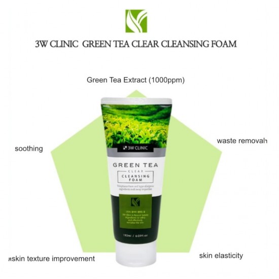 3W Clinic Green Tea Clear Cleansing Foam 180ml