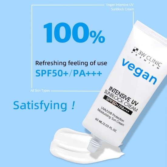 3W CLINIC Premium Vegan Intensive UV Sunblock Cream 60ml SPF50+ PA+++