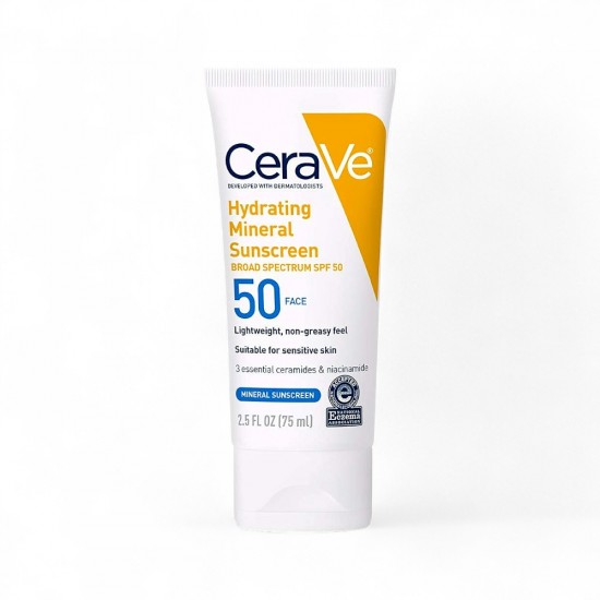 Cerave Hydrating Mineral Face Sunscreen Broad Spectrum SPF50 for Sensitive Skin 75ml