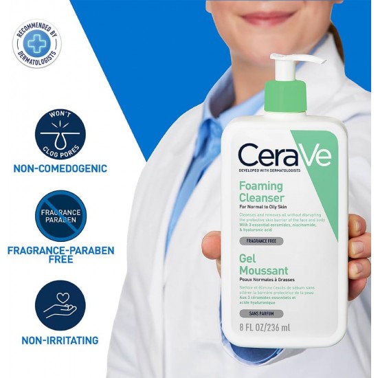 Cerave Foaming Facial Cleanser For normal To Oily Skin 236ml