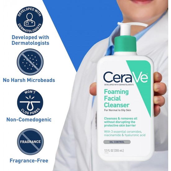 Cerave Foaming Facial Cleanser For normal To Oily Skin 355ml