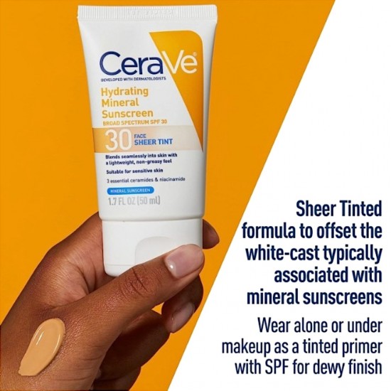 CeraVe Hydrating Mineral Sunscreen SPF30 with Sheer Tint 50ml