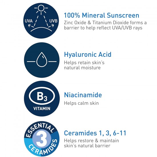 Cerave Hydrating Mineral Face Sunscreen Broad Spectrum SPF50 for Sensitive Skin 75ml