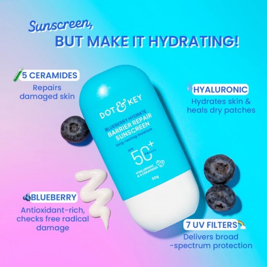 DOT & KEY Blueberry Hydrate Barrier Repair Sunscreen Spf 50+ PA++++ 80ml