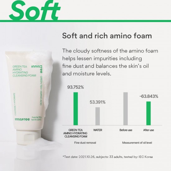 Innisfree Green tea Hydrating Amino Acid Cleansing Foam