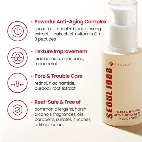K-Secret Seoul 1988 Serum: Retinal Liposome 2% + Black Ginseng 30ml