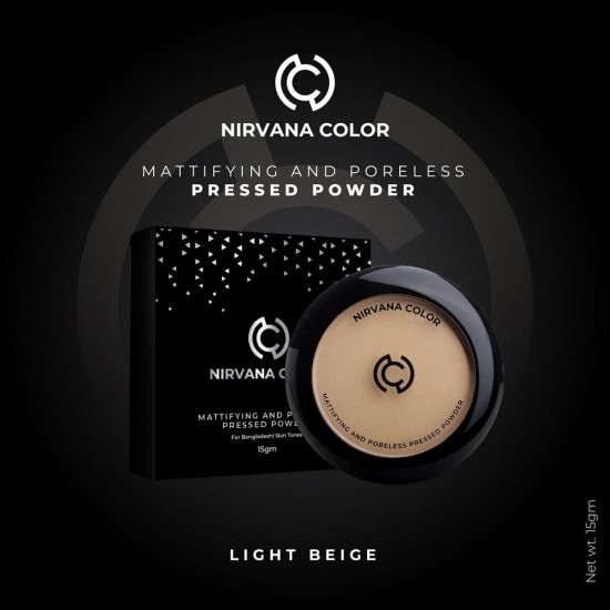 Nirvana Color Mattifying and Poreless Pressed Powder (Light Beige)