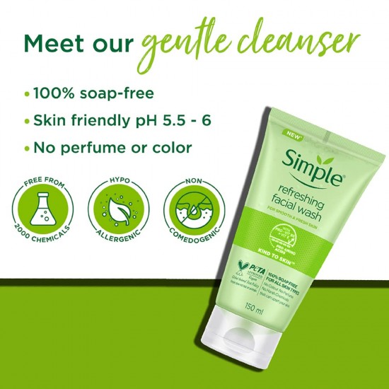 Simple Kind to Skin Refreshing Facial Wash Gel 150ml