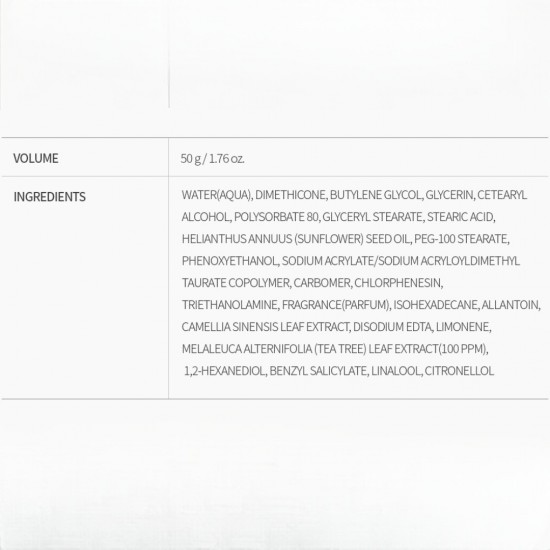 Tenzero Teatree Clearing Water Cream 50g