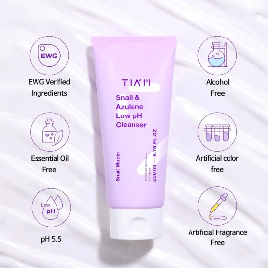TIAM Snail & Azulene Low pH Cleanser 200ml