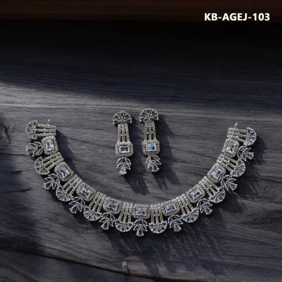 Diamond Cut Jewellery set (Necklace with Earrings) KB-AFEJ-103